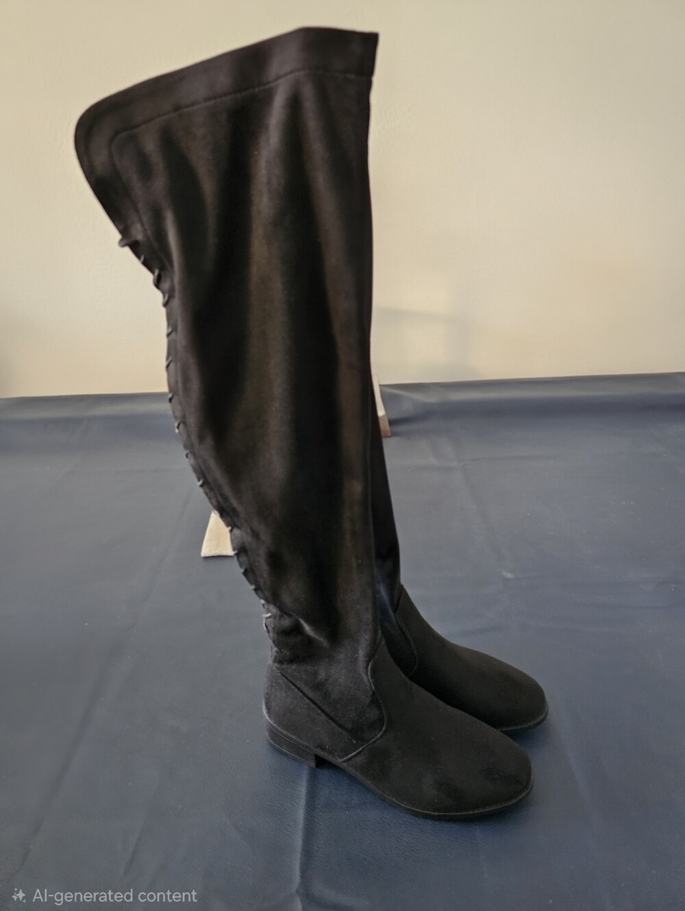 Fashion Nova Black Over-The-Knee Zip-Up Boots